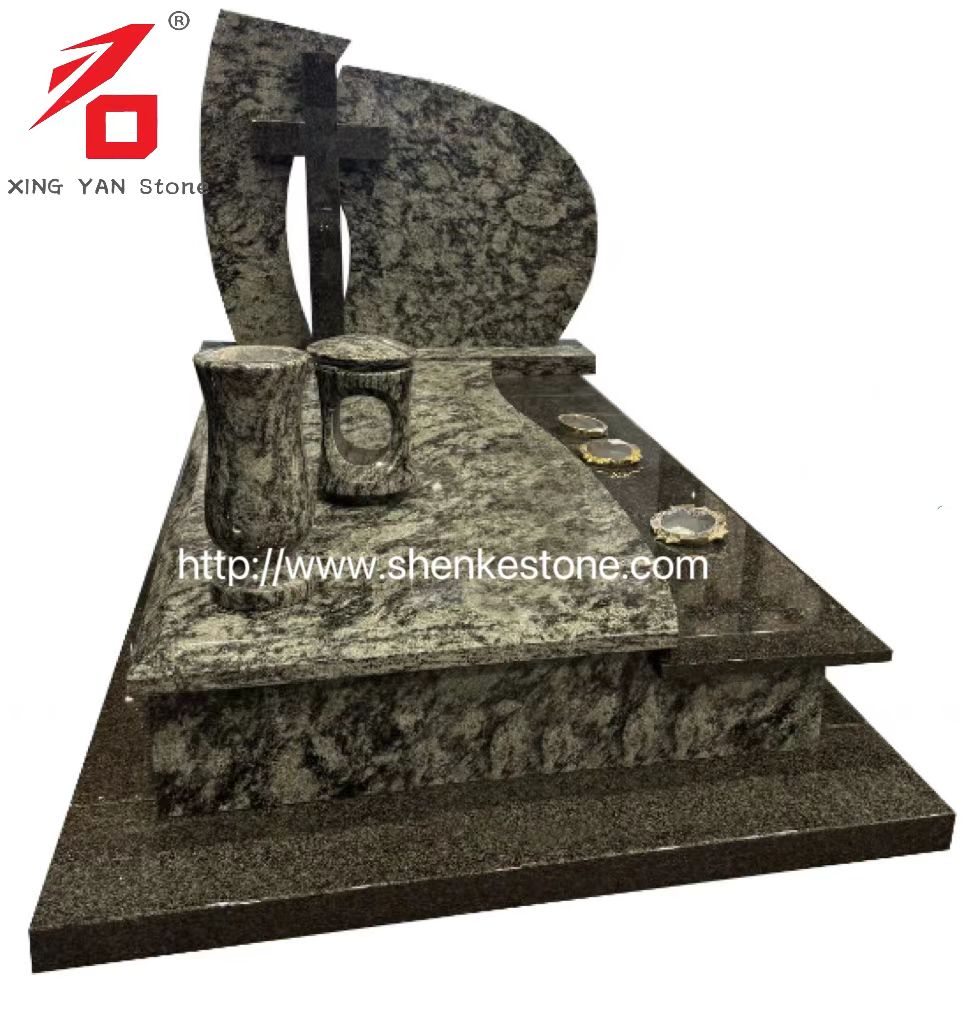 Hiina oliivroheline graniidimatusemonument (koos vaasiga)
